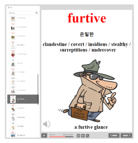 중급 공무원 영단어 furtive