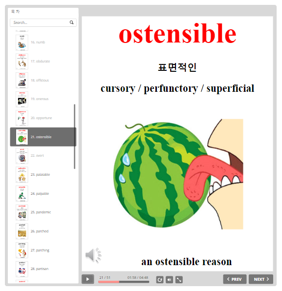 중급 영단어 ostensible